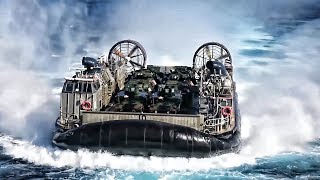 US Navy LCAC Hovercraft Launch amp Recovery [upl. by Ahsyekat]