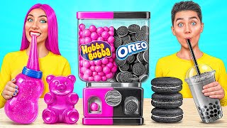 Black vs Pink Food Challenge  Funny Food Hacks by Multi DO Challenge [upl. by Legnalos]