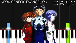 A Cruel Angels Thesis  Neon Genesis Evangelion OP  EASY Piano Tutorial [upl. by Grote]