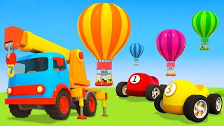 Helper Cars amp the balloons Toy racing cars for kids Learn colors with car cartoons for kids [upl. by Ivett]