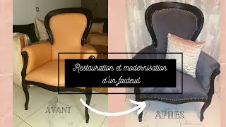 Moderniser un fauteuil Astuces et pose de tissus et clous tapissier [upl. by Finah]