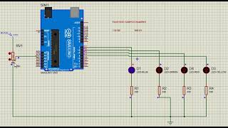 Simulación con Proteus Arduino  potenciómetro  4 leds [upl. by Lesak752]