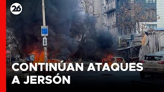 GUERRA RUSIAUCRANIA  Continúan los ataques rusos en Jersón [upl. by Alyakem]