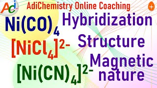 NiCO4 NiCN42 NiCl42StructureHybridizationVBTIIT JEE NEET SAT NCERT CBSE [upl. by Diahann342]