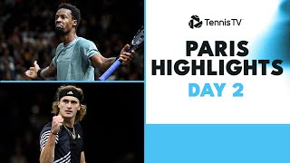 Alcaraz Plays Safiullin Korda Faces Hurkacz Rublev Monfils Feature  Paris 2023 Day 2 Highlights [upl. by Cott223]