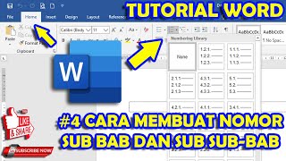 4  WORD TUTORIAL  MEMBUAT NOMOR SUB BAB DAN SUBSUBBAB DENGAN MUDAH [upl. by Malley]