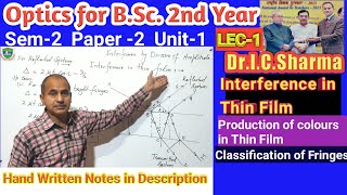 Interference in Thin Film for BSc 2nd year  Interference by Division of Amplitude for BSc 2nd [upl. by Ursas]