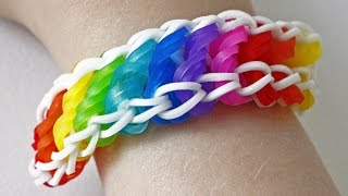 TUTO  bracelet élastique torsadé rotini arc en ciel  Rainbow Loom en Français [upl. by Elfie]