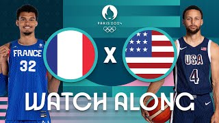 France v USA  Mens Olympic Basketball Tournament Paris 2024  Watch Along ⚡🏀 [upl. by Maidel83]