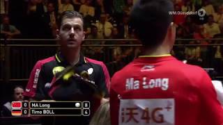 Sportschau Tischtennis WM das Viertelfinale zwischen Timo Boll und Ma Long [upl. by Enomahs]