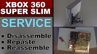 XBOX 360 SUPER SLIM disassembly  Repaste service and fan MOD and cleaning [upl. by Eelloh85]