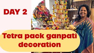 TETRA PACK GANPATI DECORATION  familyvlog  DAY 2 [upl. by Clayborne]