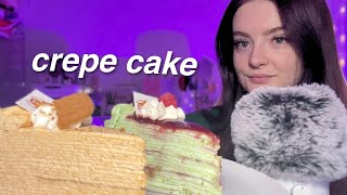 ASMR crepe cake mukbang 🍰 extremely close whispers eating sounds [upl. by Narba404]