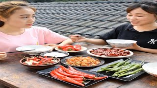 Spicy Food Eating Spicy Chillies Eating  Amazing Sisters Eating Chillies as Meal shorts [upl. by Nadabas]