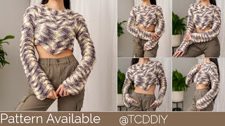 How to Crochet Cropped Sweater  Pattern amp Tutorial DIY [upl. by Letnuhs]