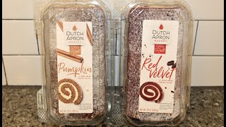 Dutch Apron Bakery Cake Roll Pumpkin amp Red Velvet Review [upl. by Ardnoel]