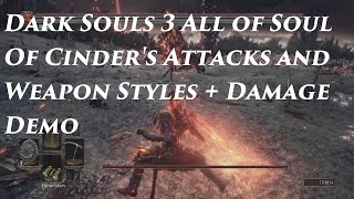 Dark Souls 3 All Of Soul of Cinders Attacks and Phases Demonstration Boss Moves Video [upl. by Elin]