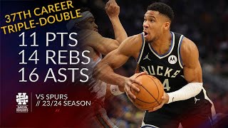 Giannis Antetokounmpo 11 pts 14 rebs 16 asts vs Spurs 2324 season [upl. by Siramay]