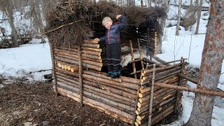 8 Days Camping amp Building a Bushcraft Survival Shelter with My 5 yr old Son [upl. by Icak]