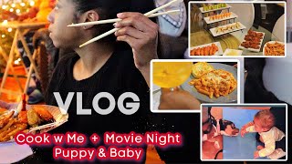 VLOG  Cook w Me  Lil Bros Birthday Movie Night  Puppy amp Baby  x QueenSidum [upl. by Krebs]