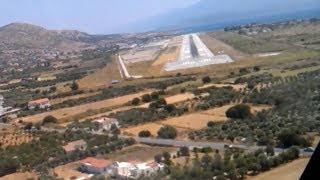 AMAZING B737 onboard cockpit video of landing in EXTREME crosswind at Samos [upl. by Baal]