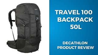 FORCLAZ Travel Backpack 50L  Travel100 Black detailed ASMR review  Decathlon Products Review [upl. by Eemia]