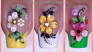 3 modelos de uñas con floresdecoración de uñas floresuñas decoradas con flor [upl. by Nwahsd191]