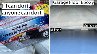 Just applying DIY Rustoleum garage floor epoxy to show anyone can do it [upl. by Ingra]