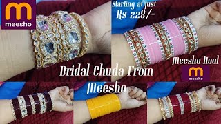 Meesho Bridal Chuda Haul  Meesho Bridal Chuda Tryon Haul  Beautiful Bridal Bangles set [upl. by Dnilazor]