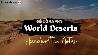 World Deserts  Handwritten notes  World geography  An Aspirant [upl. by Marys]