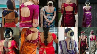 silk saree blouse back neck designs [upl. by Iat180]