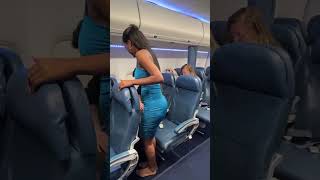 Woman having trouble with her luggage on plane ✈️ ￼ [upl. by Gnouc]