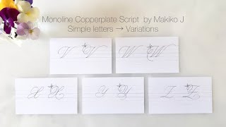 Monoline Copperplate Script by Makiko J ⑥ V W X Y Z [upl. by Deacon]