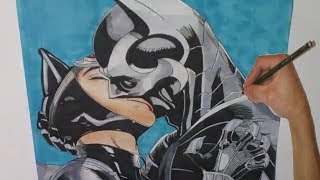 Speed Drawing Batman And Catwoman Make Out  DC Comic [upl. by Erleena102]