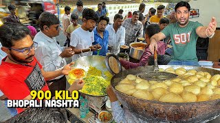 25 Rs BHOPALI NASHTA Indian Street Food 😍 900 KG Poha Jalebi Sev Makhan Samosa Hyper Kachori [upl. by Ailis]