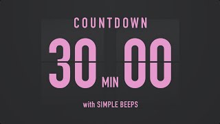 30 Minutes Countdown Flip Clock Timer  Simple Beeps 💕🖤 [upl. by Nylatsirhc]