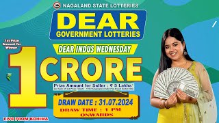 DEAR INDUS WEDNESDAY DRAW DEAR 1 PM ONWARDS DRAW DATE 31072024 NAGALAND STATE LOTTERIES [upl. by Aiekam]