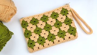 Beautiful crochet pouch for beginners step by step with Zipp [upl. by Preuss490]