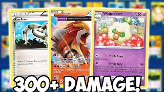 300 Damage wWhimsicott EnteiEco Arm Combo Expanded Format PTCGO [upl. by Atinuj]