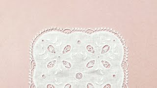 Hedebo Embroidery White Work Doily Making Hand Embroidery Square Doily3 [upl. by Chaing]