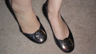 Tory Burch black leather reva flats review [upl. by Jehial]