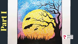 SILHOUETTE PAINTING  WATER COLOUR  POINTILLISM ART  DOT PAINTING PART I [upl. by Ennayd511]