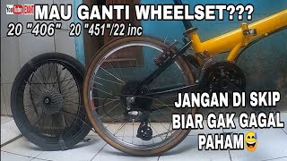 CARA MERUBAHGANTI WHEELSETRIMVELG 20 quot406quot KE 20 quot451quot 22 INCH SEPEDA LIPATFOLDING BIKE [upl. by Nyleaj]