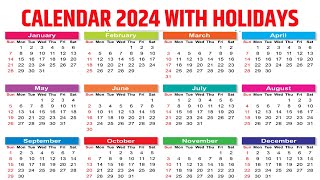 Calendar 2024 with Holidays  Kalendar 2024  Hindu festival with holidays 2024  2024 Ka Calendar [upl. by Aurthur652]