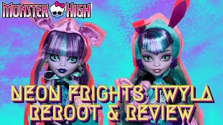 NEON FRIGHTS TWYLA REROOT amp REVIEW Monster High Skulltimate Secrets Doll Unboxing 🕸️🐰 [upl. by Wootten]