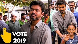 LIVE  ஒரு விரல் புரட்சி வாக்களிக்க வந்த விஜய்  Thalapathy Vijay Vote  Lok Sabha 2019 [upl. by Court]