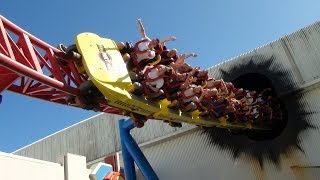 Superman Escape Roller Coaster Front Seat POV Warner Bros Movie World Australia [upl. by Llarret]