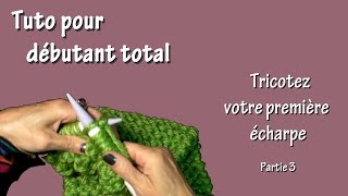 Tuto tricot pour débutant total  Première écharpe Part III [upl. by Yung]