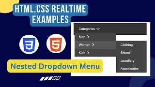 Nested dropdown html css  dropdown menu html css  How to create navbar using html css htmlcss [upl. by Ilana]