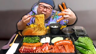 바베큐 삼겹살에 오리고기 먹방 느끼하다구요 라면이 있는데│Barbecue pork belly  Duck Mukbang Eatingshow [upl. by Nairoc]